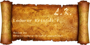 Lederer Kristóf névjegykártya